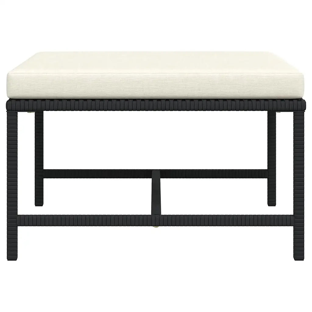 Poggiapiedi Modulare con Cuscino in Polyrattan Nero 313509