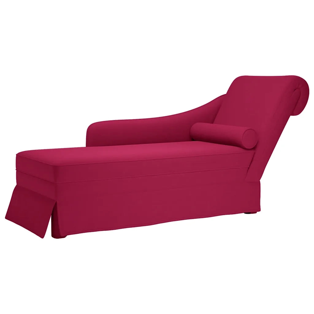 Sdraio con Capezzale e Bracciolo Destro in Velluto Rosso Vino 4009786