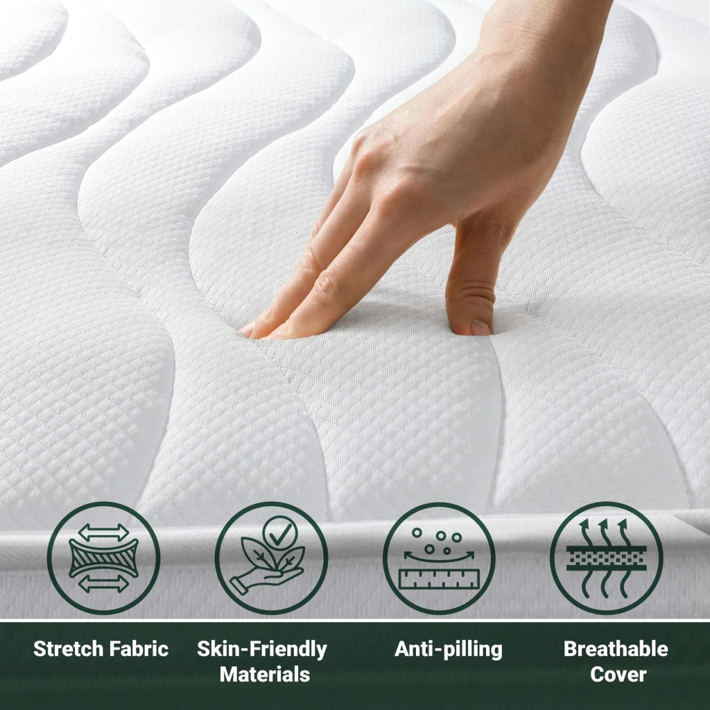 Materasso a Una Piazza e Mezza 130x190 cm in Memory Antibatterico | Altezza 16 cm | Rivestimento 3D Air in Fibra Ipoallergenica | Materasso Ortopedico a 7 Zone Differenziate Termosensibili