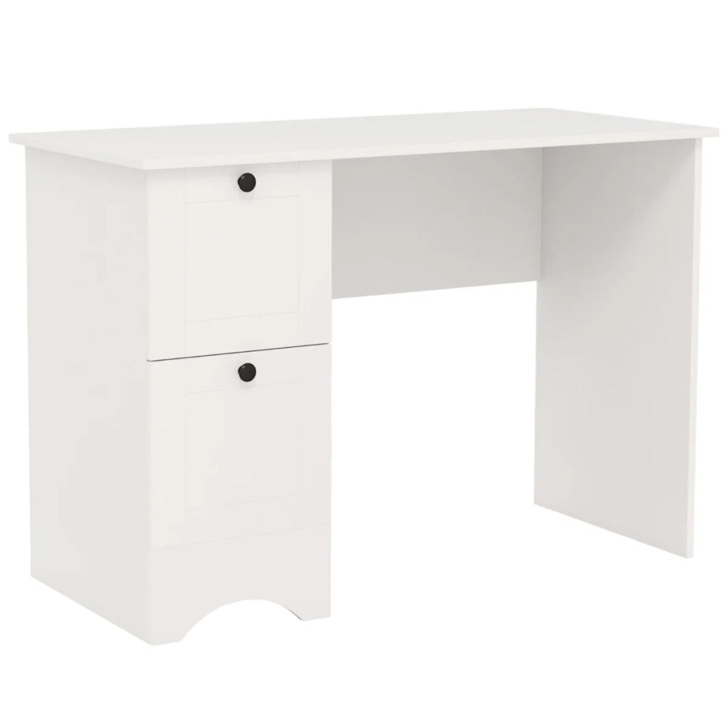 Scrivania per computer con 2 cassetti tavolo da studio compatto e postazione di lavoro per ufficio bianco