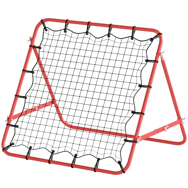 Rebounder da Calcio 84 x 84 cm, Rete da Rimbalzo Regolabile in Acciaio per Allenamento Tiri e Passaggi, Rosso