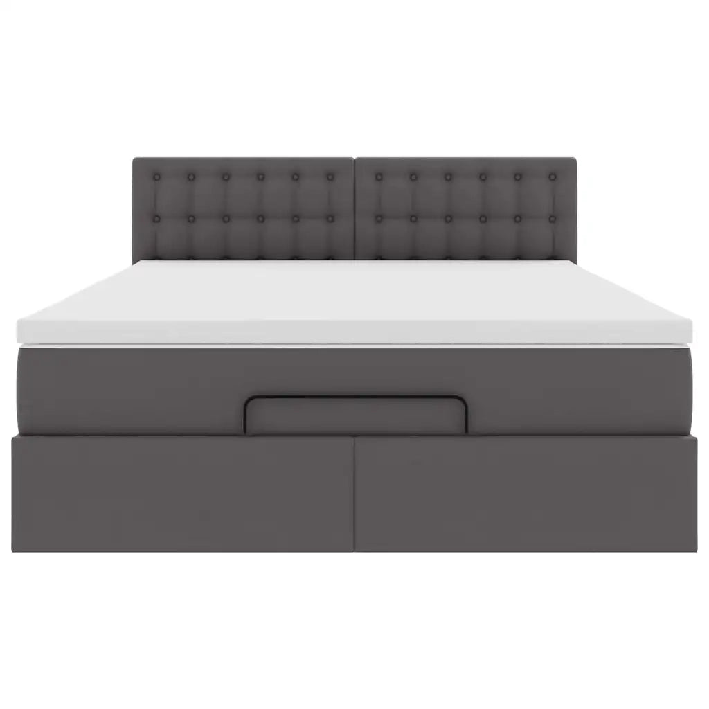 Pouf Letto con Materassi e LED Grigio 140x200cm Similpelle 3312160
