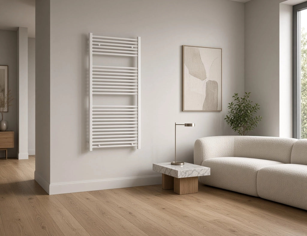 Scaldasalviette termoarredo 120x45 cm (int.40) bianco da bagno tubi dritti MICHALI