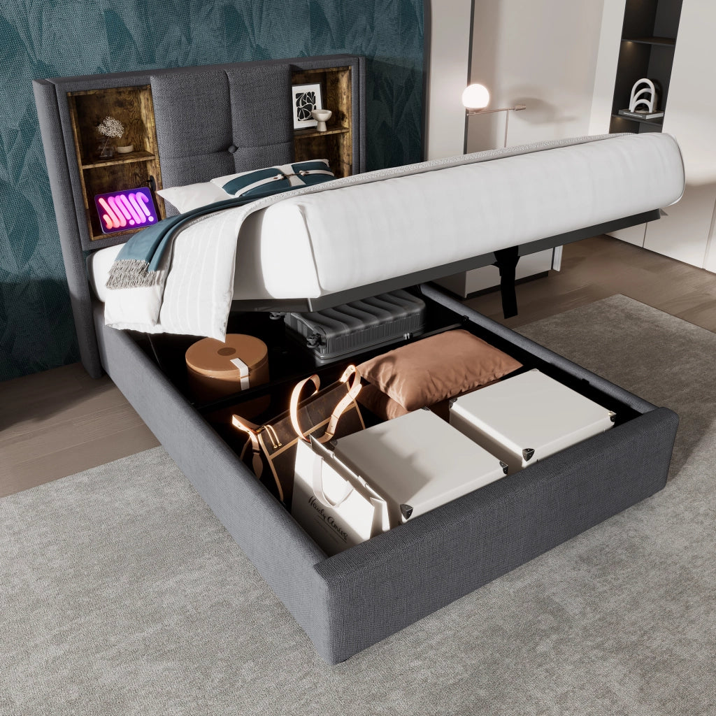 Letto singolo imbottito 90x200 cm con ricarica wireless