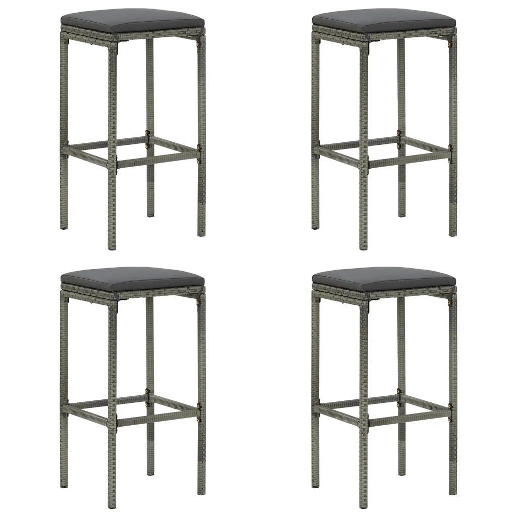 Set da Bar da Giardino 5 pz con Cuscini in Polyrattan Grigio