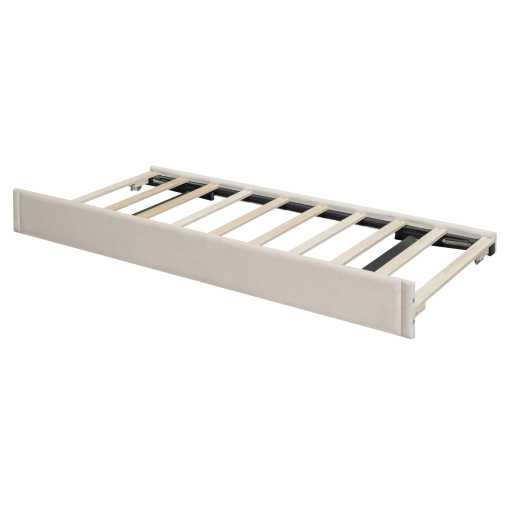 Letto imbottito 90x200 cm con letto estraibile beige