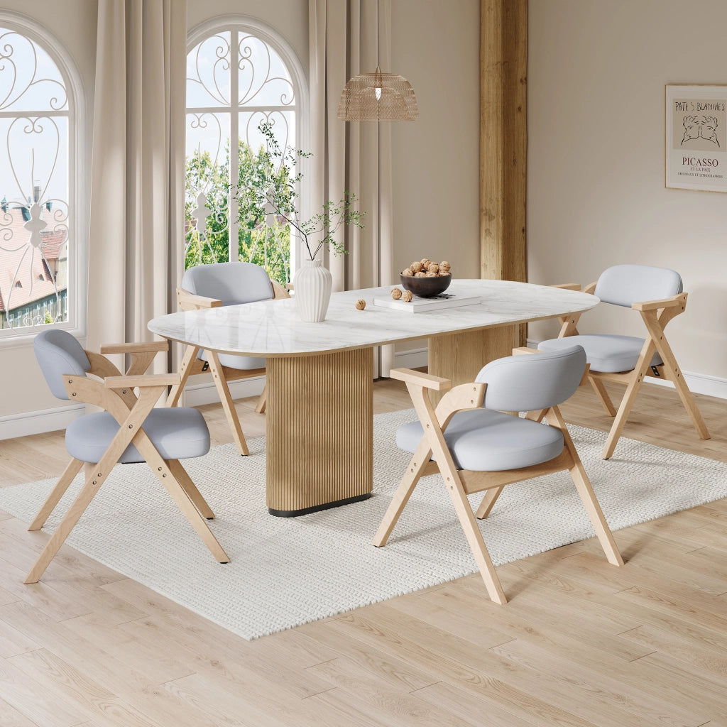 2 sedie da pranzo pieghevoli - Zephmum- Massiccio, comodo, stile moderno, lino grigio