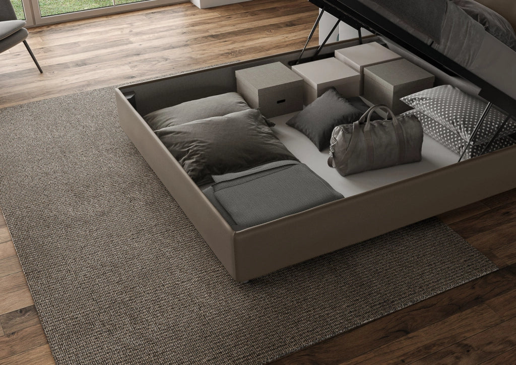 Letto Matrimoniale Large 180x190 cm con Rete Sunny Cappuccino