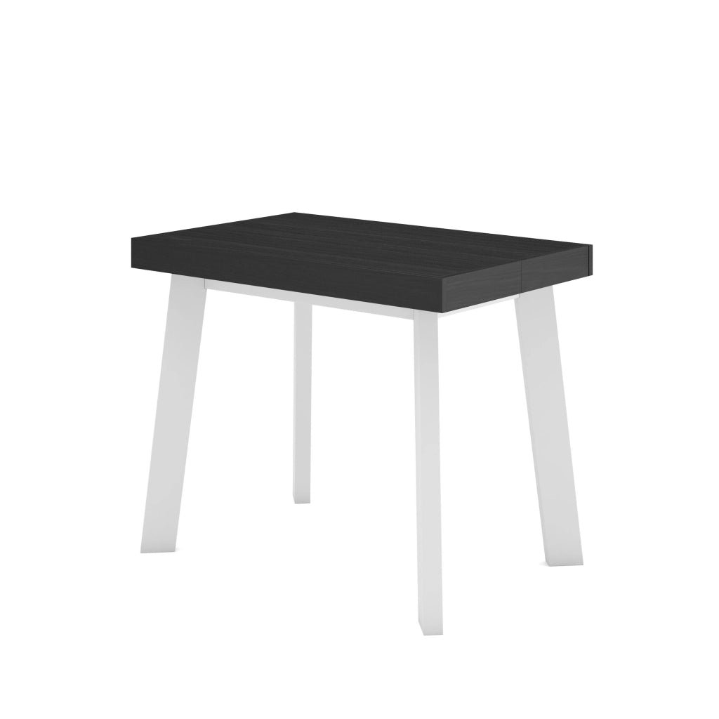 Consolle allungabile, 140x90x73cm, Per 6 persone, Gambe in legno, Bianco e nero RF3123