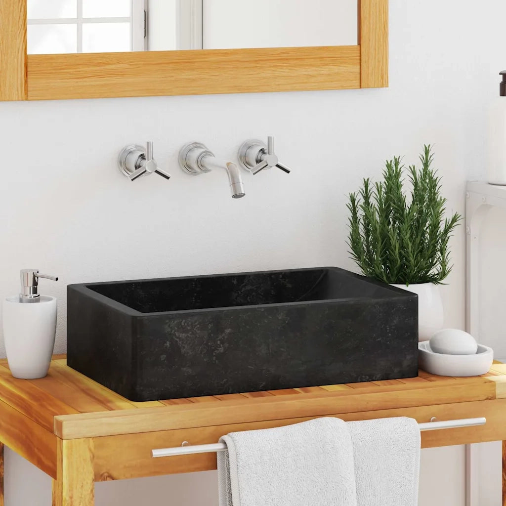 Lavello 45x30x12 cm Marmo Lucido Nero 142772