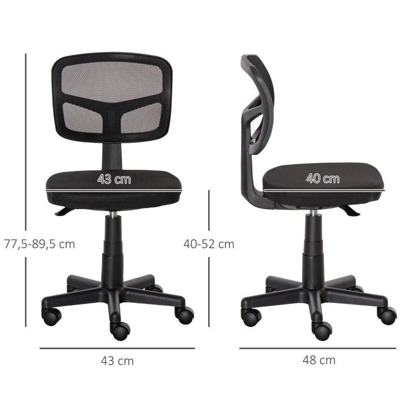 Sedia da ufficio ergonomica girevole senza braccioli - con altezza regolabile - nera