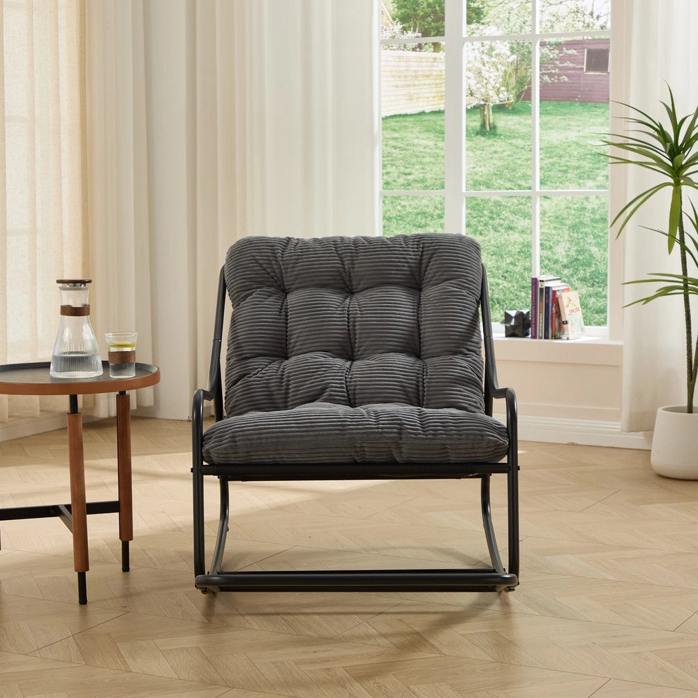 Poltrona a Dondolo con Cuscino ¨C Xylo ¨C Nero, Grigio