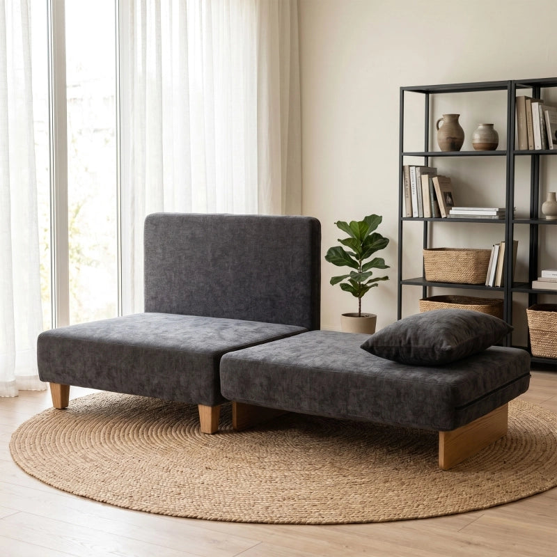 Divano letto 2 posti ¨C Minimal ¨C Tessuto, con 2 cuscini lavabili, tasche laterali
