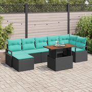 Set da Pranzo per Giardino con cuscino 8 pcs Nero e Verde acqua 3349745