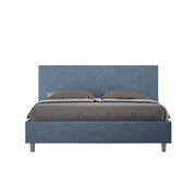 Letto matrimoniale contenitore imbottito 160x190 microfibra blu Adele