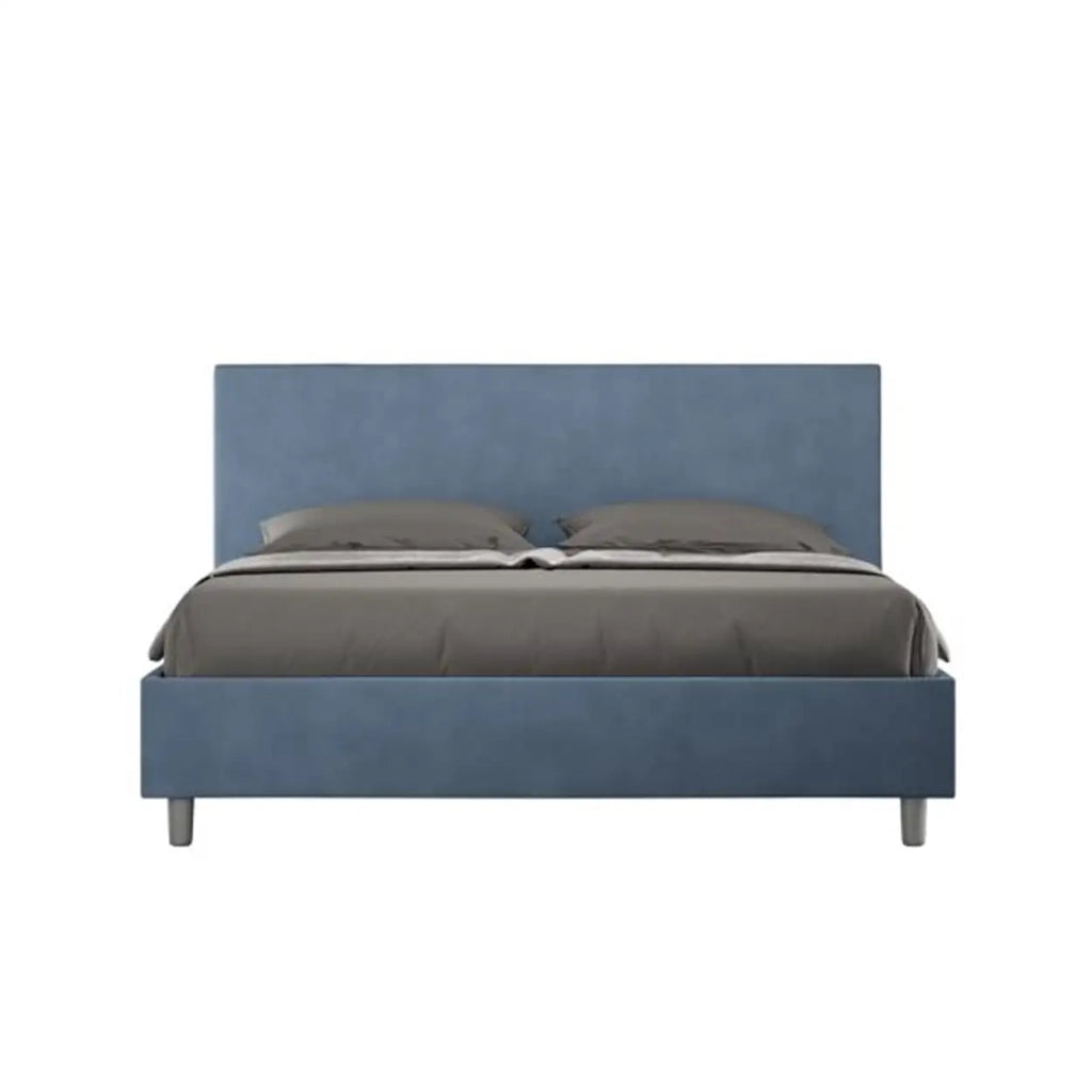 Letto matrimoniale contenitore imbottito 160x190 microfibra blu Adele