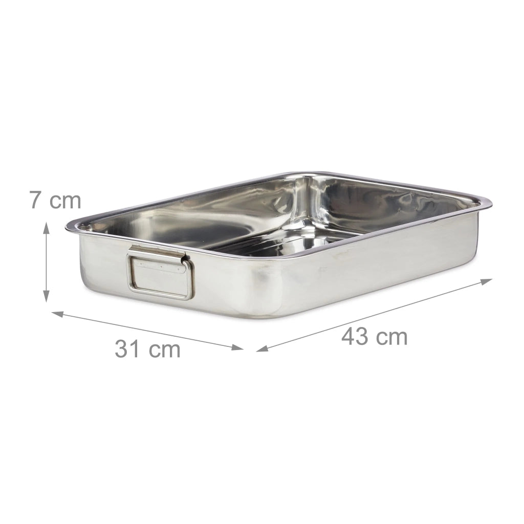Teglia da forno multifunzionale con griglia 6,5 x 38 x 27 cm per verdure e carne in acciaio inossidabile grigio 13_0006867