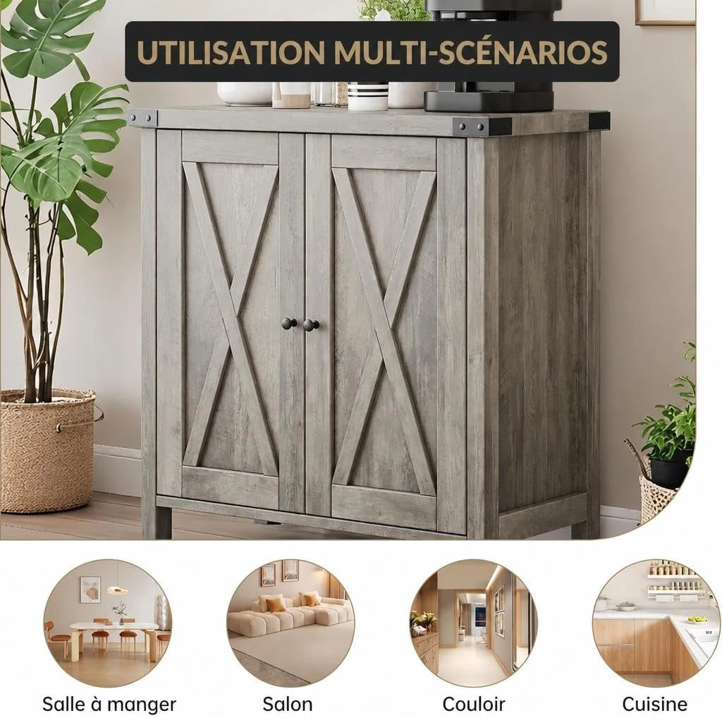 Credenza da sala da pranzo in stile rustico; con ripiano regolabile; 76x40x80 cm