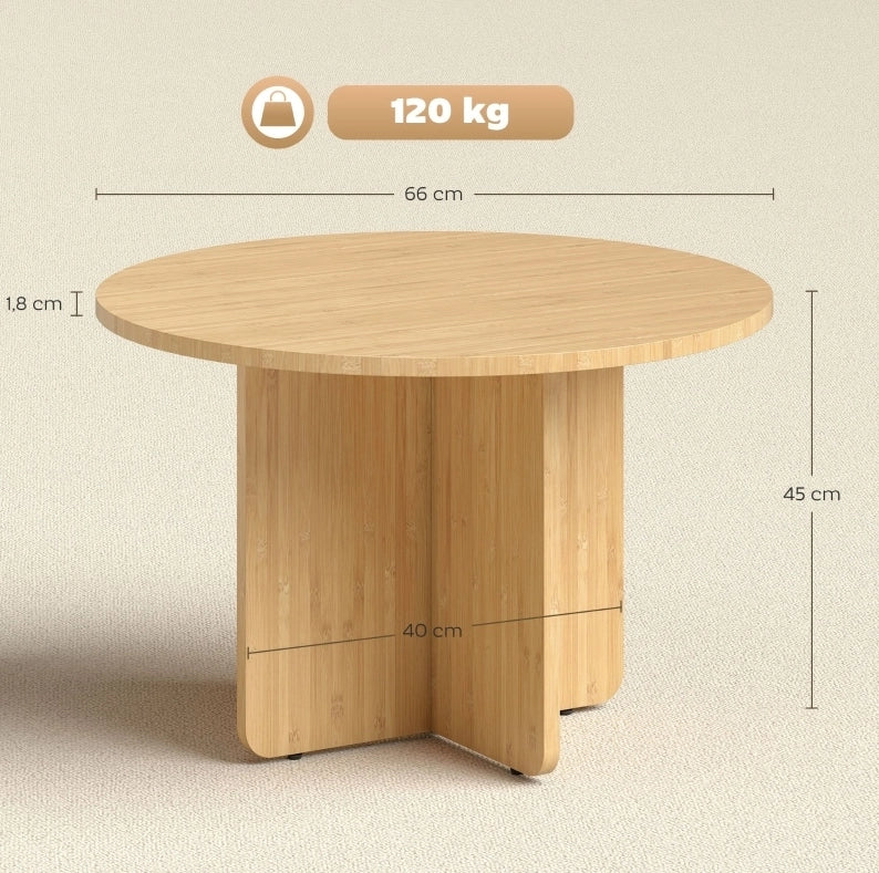 TAVOLO CAFFÈ Rotondo 66x66x45 cm Bambù Naturale