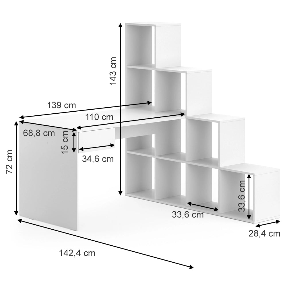 Vicco Scrivania angolare Bianco 139 x 142.4 cm