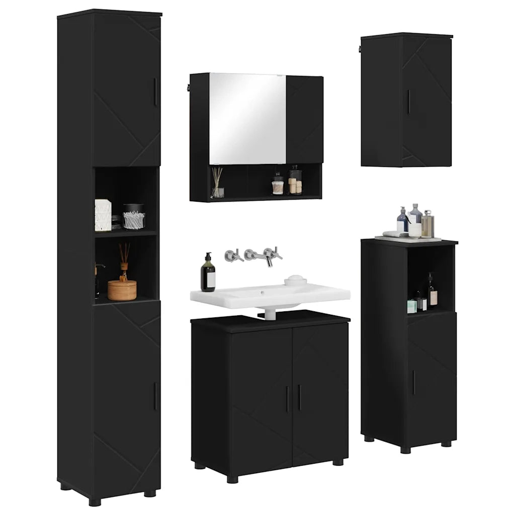 Set di mobili per il bagno Montaggio a parete 5 pcs Nero