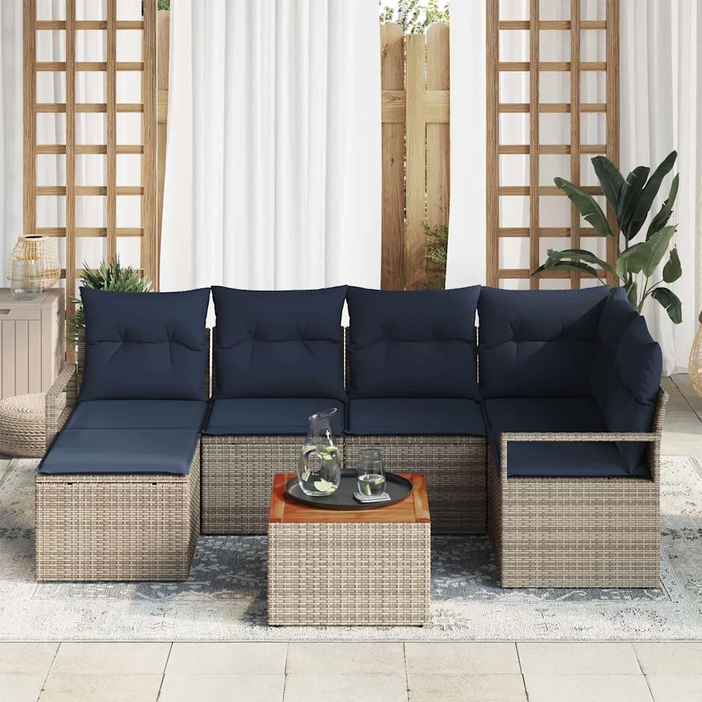 Set Divano da Giardino con cuscino 7 pcs Grigio polyrattan 3347731
