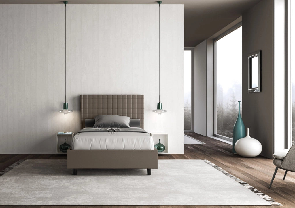 Letto Singolo 80x190 cm con Rete e Contenitore Sunny Cappuccino