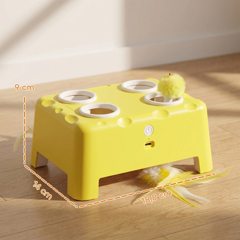 Giocattolo interattivo per gatti da interno 18.8 x 14 x 6 cm 3 modalità interattive riposo intelligente moderno in abs giallo 21_0007824