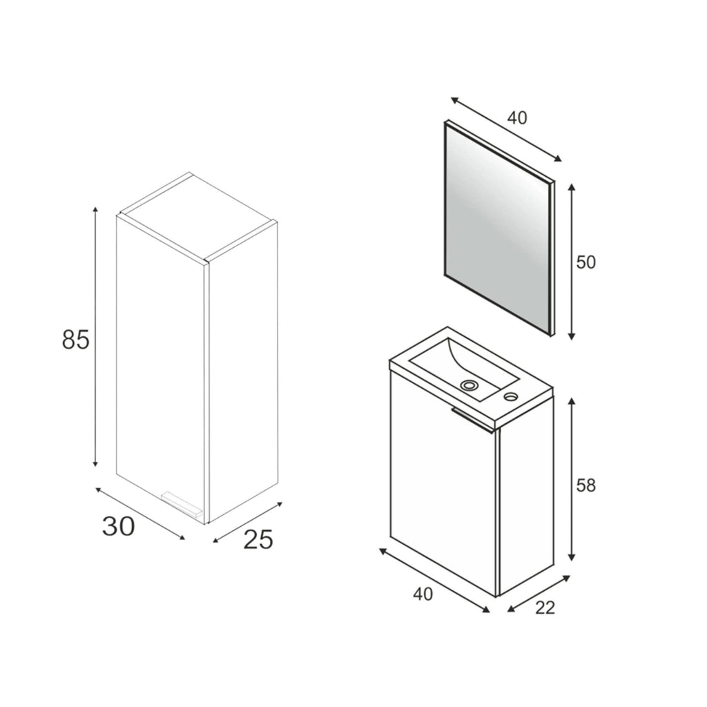Casarano, set Mobili Bagno Specchio Incluso, Bianco Lucido