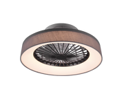 Ventilatore e Plafoniera Led Diffusore Satinato Tessuto Grigio Faresund GD Trio
