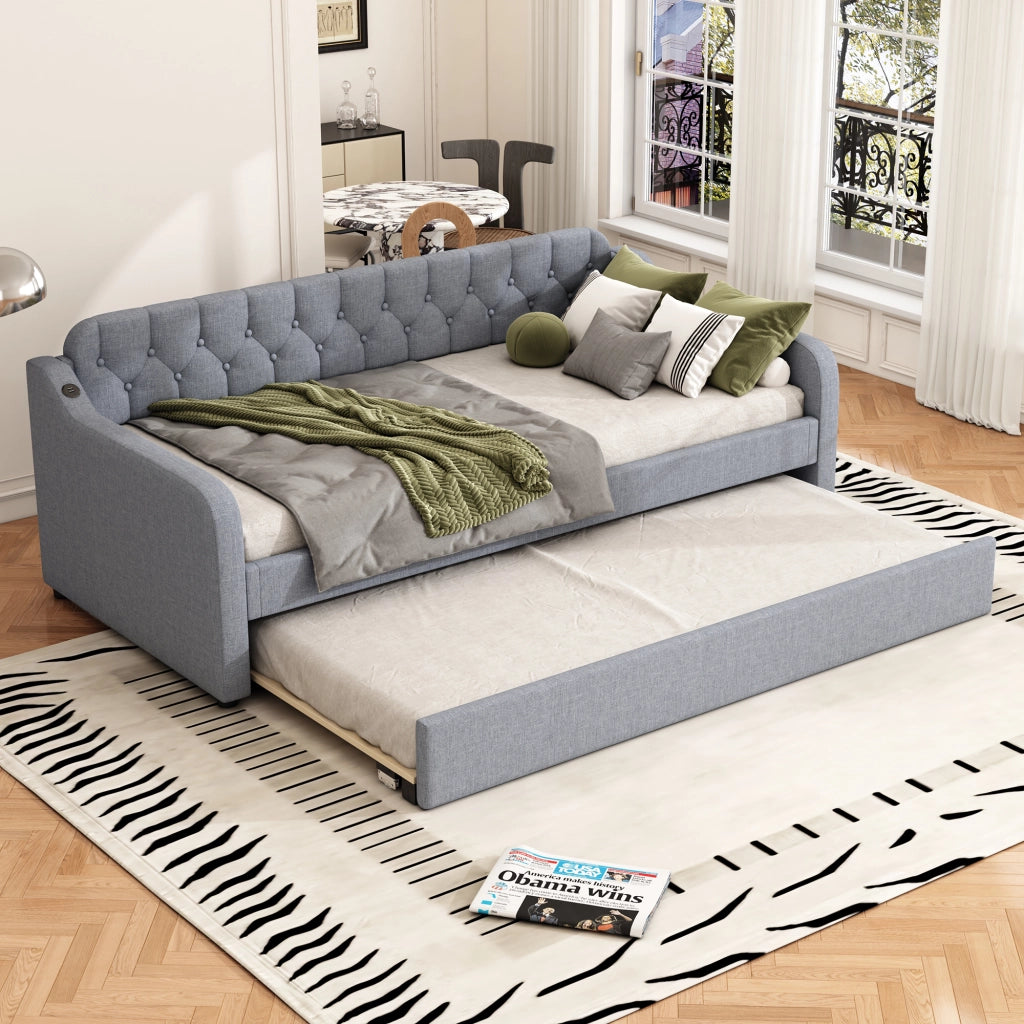 Divano letto singolo 90x200 cm con letto estraibile; illuminazione LED multicolore; velluto e MDF; beige