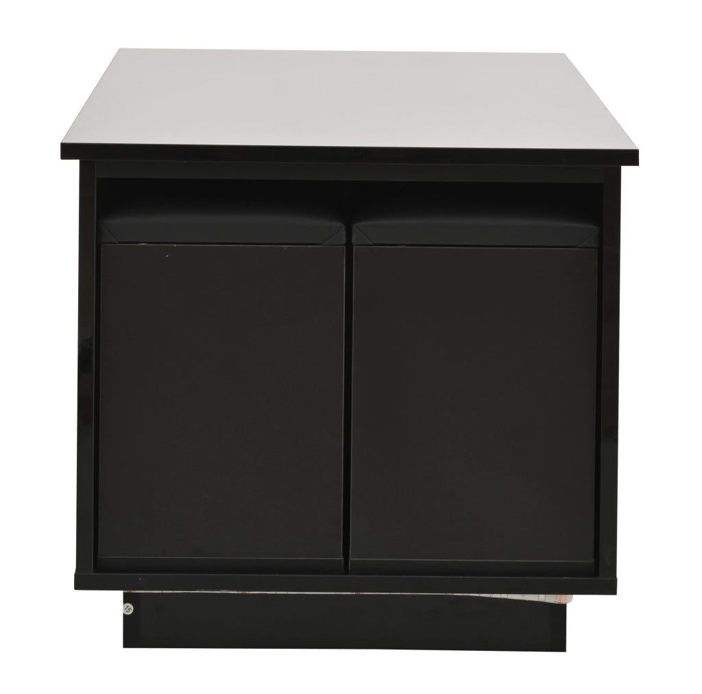 Tavolino da caff¨¨ elevabile 100x50 cm con LED, 2 cassetti e 2 sgabelli nero