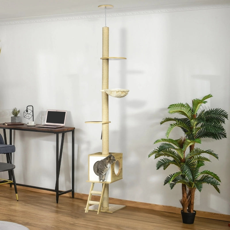 ALBERO PER GATTI A SOFFITTO 40x40x240-260 cm Marrone in peluche