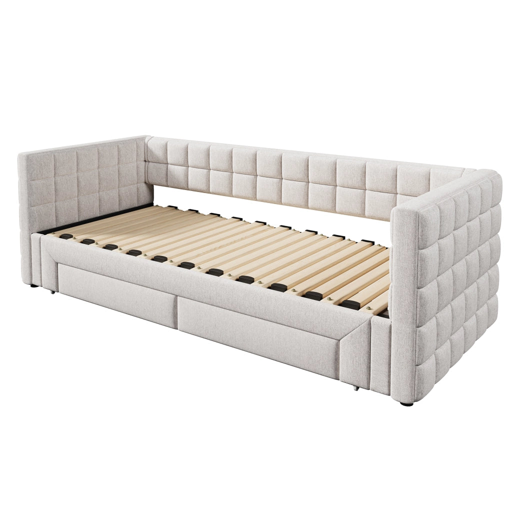 letto divano in velluto beige 90 x 200 cm