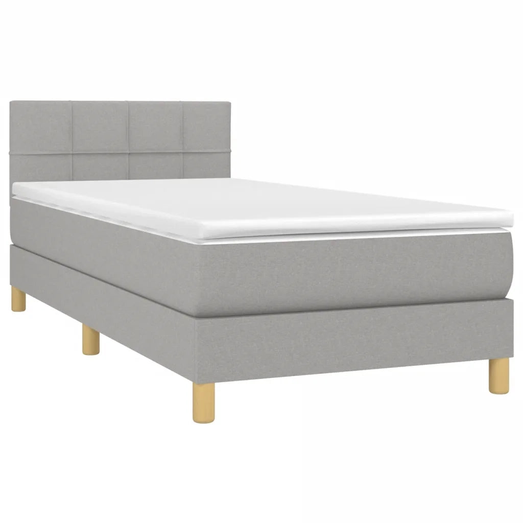 Letto a Molle Materasso e LED Grigio Chiaro 80x200 cm Tessuto