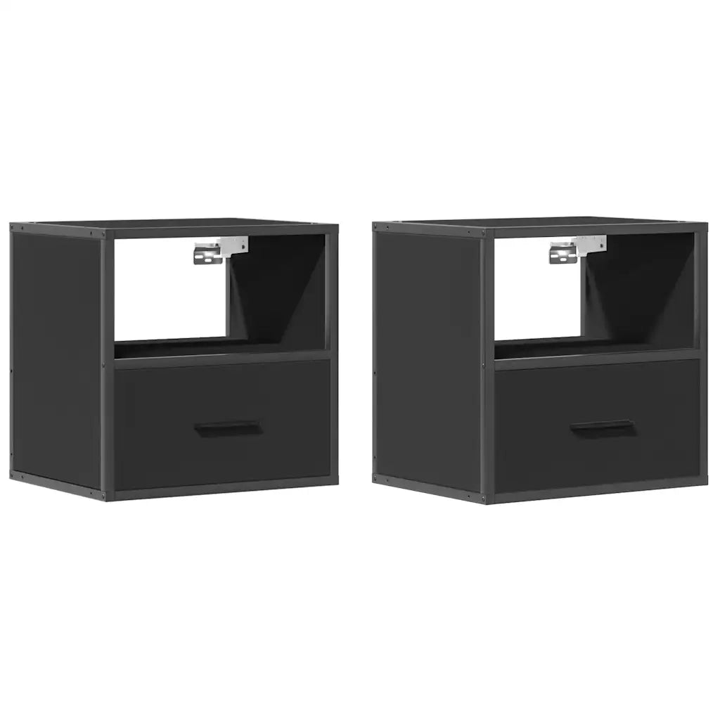Comodini a Muro 2 pz Nero 40x31x39,5 cm 848735