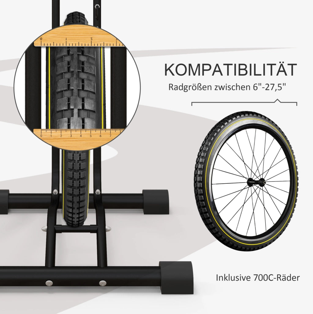 Supporto bici verticale orizzontale 41x41x121 cm metallo nero regolabile
