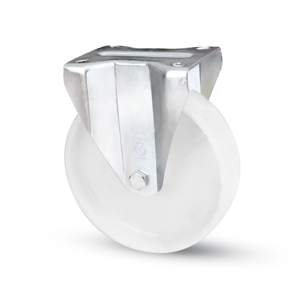 Avo RUOTA FISSA PER CARRELLI NYLON art.118BIS/A mm.125-piastra mm.115x85