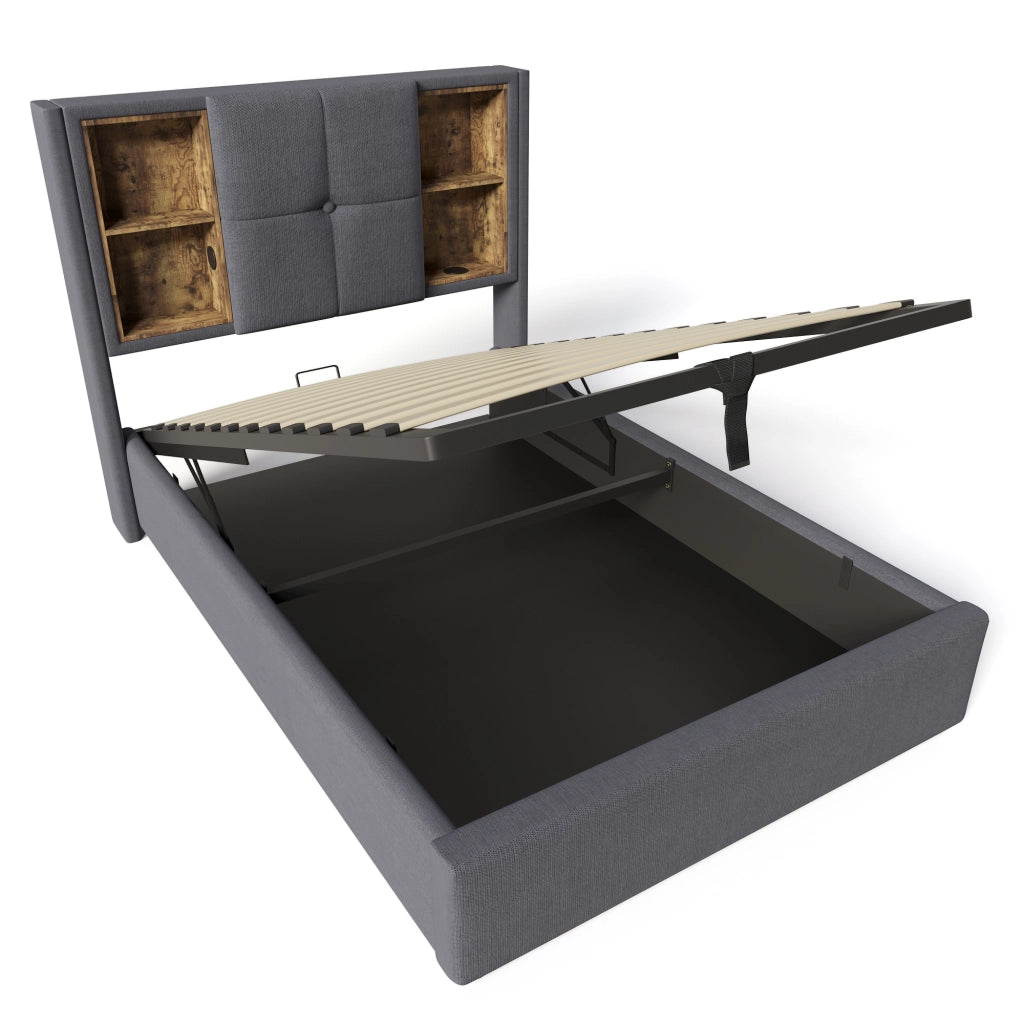 Letto singolo imbottito 90x200 cm con ricarica wireless