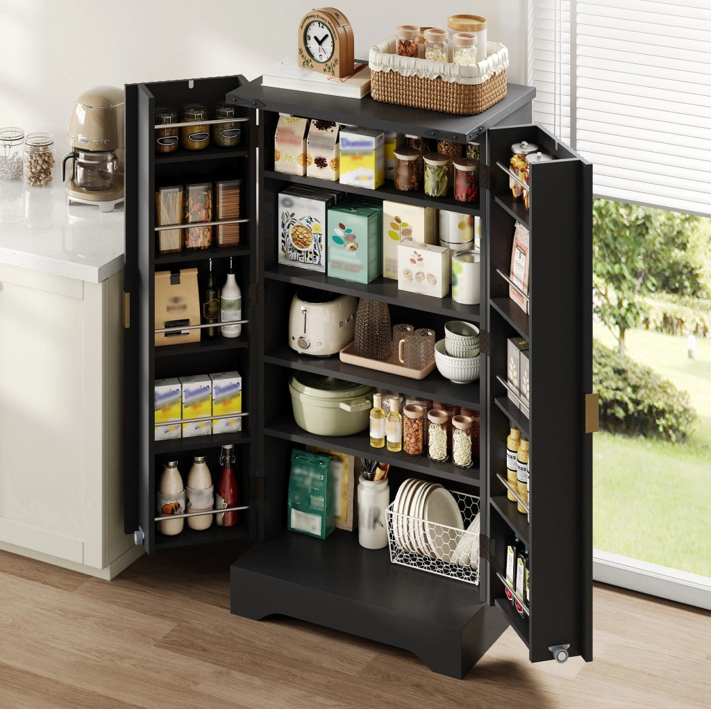 Credenza alta con luce LED sensore; 120x60;5x40 cm; MDF; nero