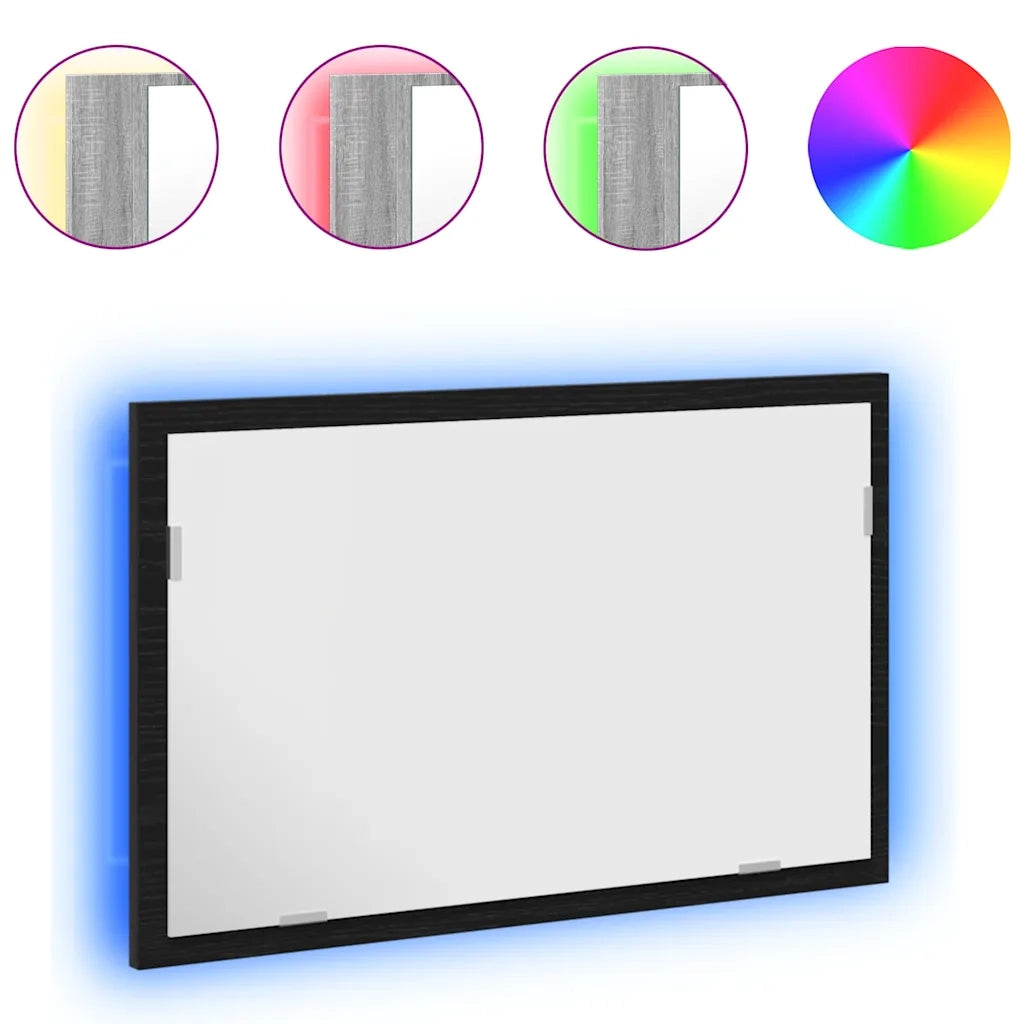 Specchio da Bagno con Luci LED-Specchio per Bagno Rovere Nero 60x8,5x37 cm