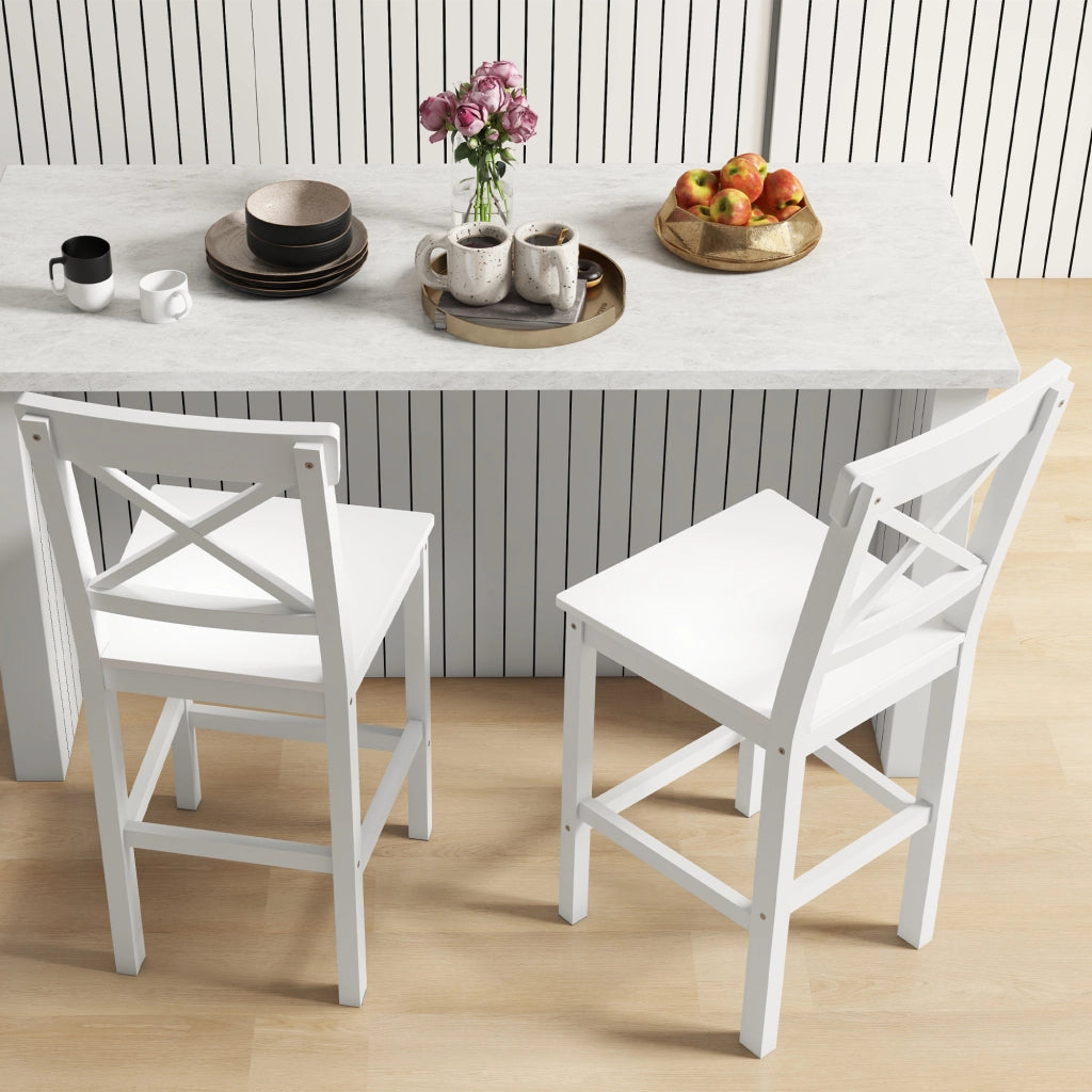 Sedia da Bar ¨C Minimal ¨C Legno Bianco 60 cm