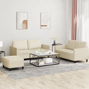 Set di Divani 3 pz con Cuscini crema in Similpelle