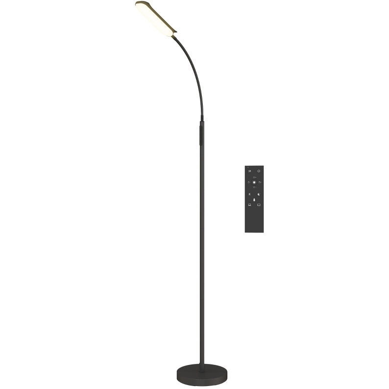 Lampada da Terra LED Dimmerabile con Telecomando e Controllo Touch, Collo d'Oca Regolabile a 360°, Timer 1 Ora, Funzione Memory, Nero