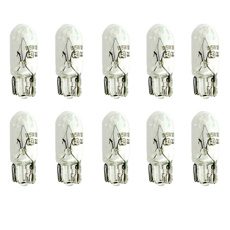 Set 10 lampade alogene T10 W5W 12V 5W tutto vetro W2,1x9,5d per auto e targa
