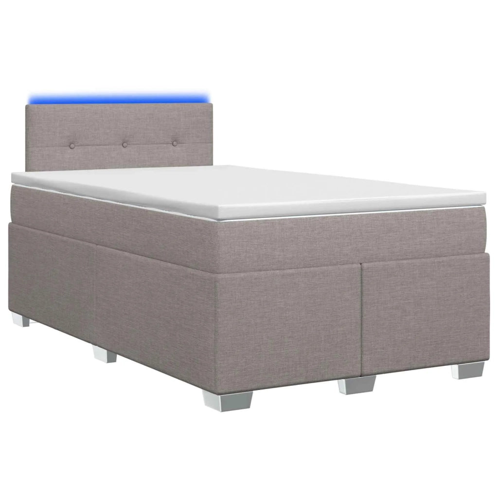 Letto con Box Spring, Materasso e LED Tortora 120 x 200 cm 3451921