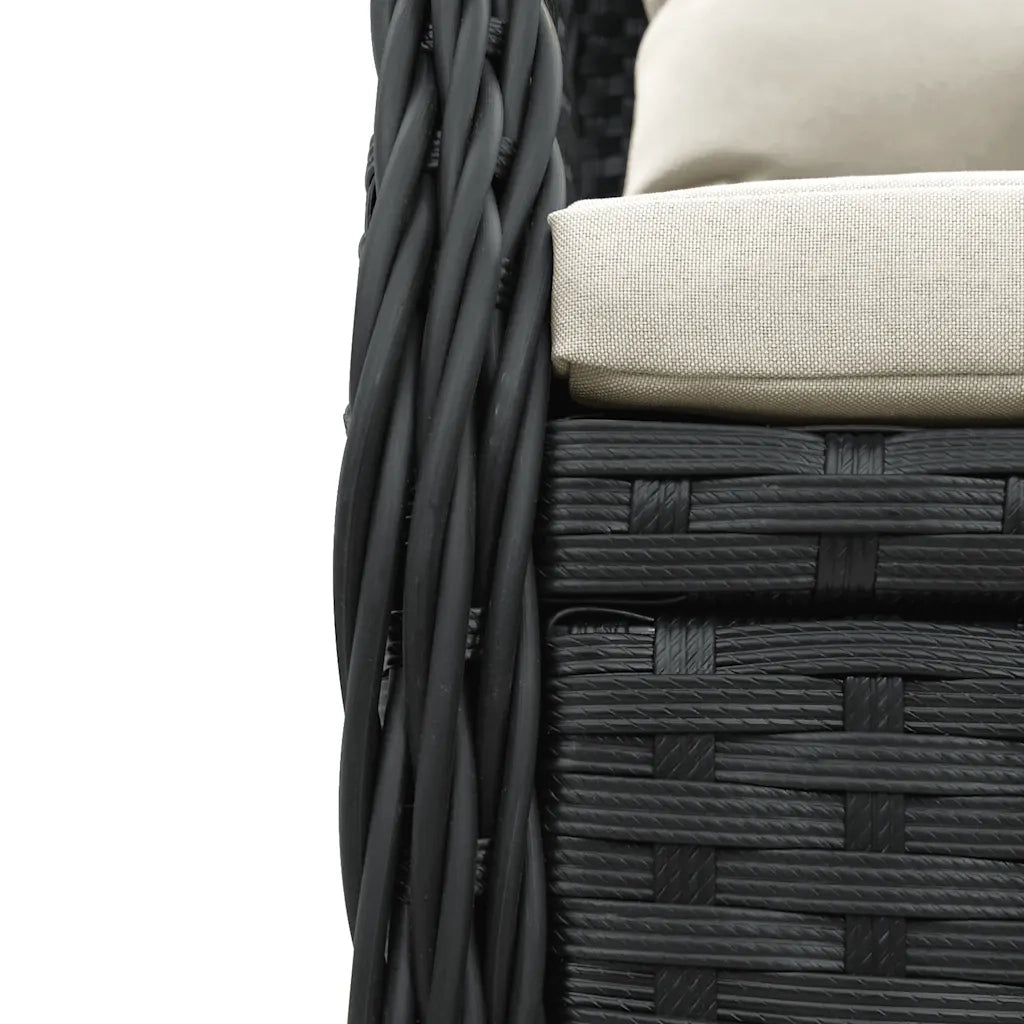 Set da Pranzo da Giardino 7 pz Nero con Cuscini in Polyrattan 3262969