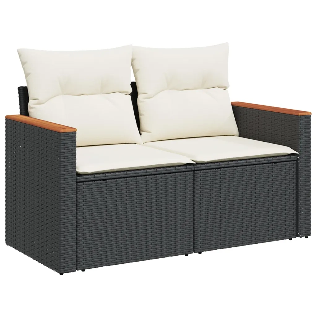 Set Divani da Giardino 5 pz con Cuscini in Polyrattan Nero 3225776