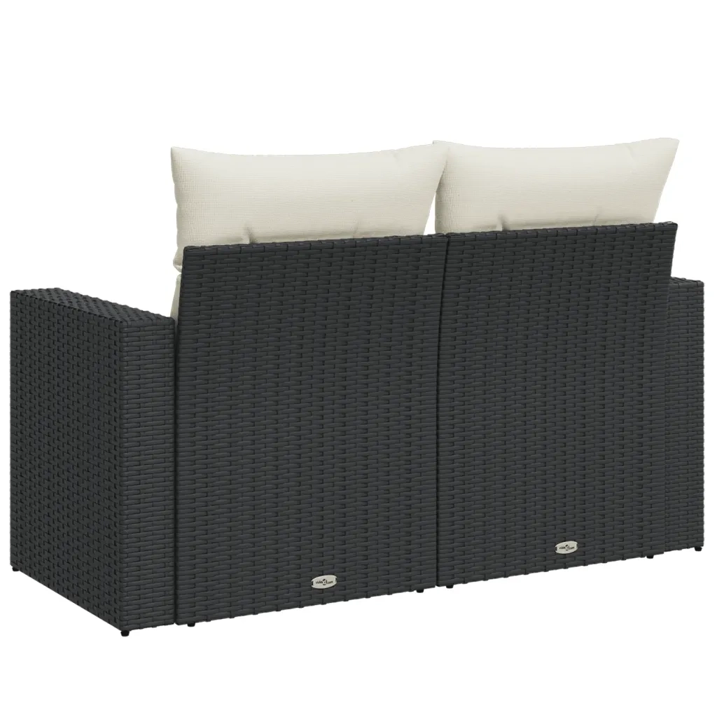 Divano da Giardino con Cuscini a 2 Posti-Sofa da giardino Nero in Polyrattan 575221