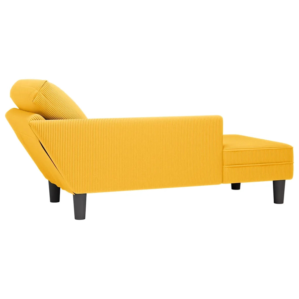 Sdraio con Cuscino Destro in Velluto a Coste Giallo Chiaro 4009821